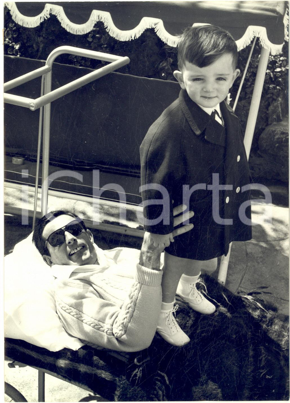 1957 NOVI LIGURE Fausto COPPI convalescente con il piccolo Angelo Fausto *Foto