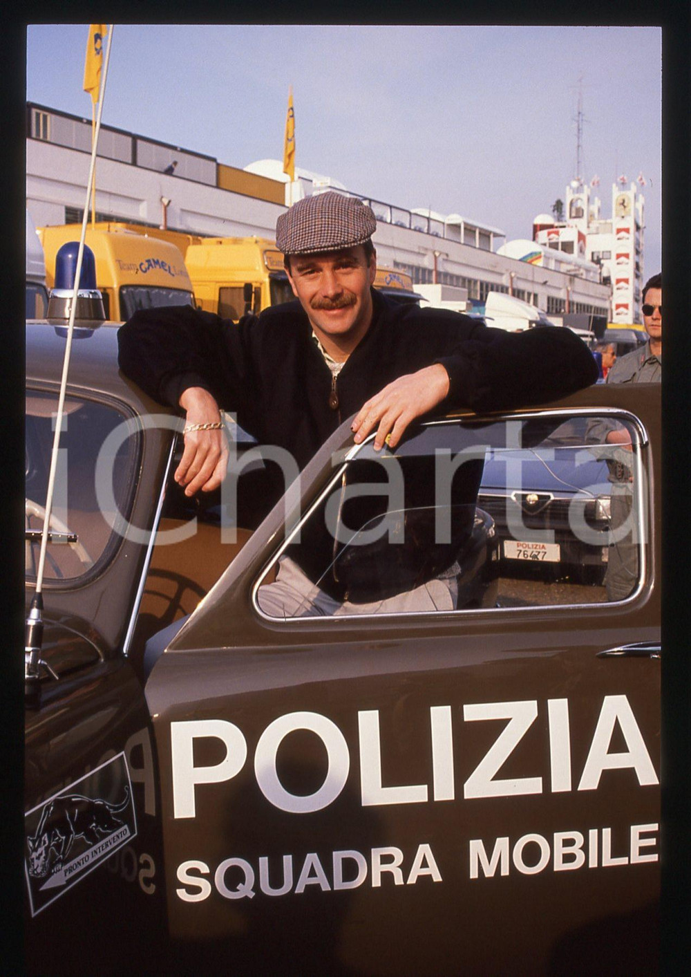 Fotografia d epoca originale 35mm vintage slide 1990ca MONZA Nigel MANSELL AUTO D EPOCA POLIZIA DI STATO 7 1