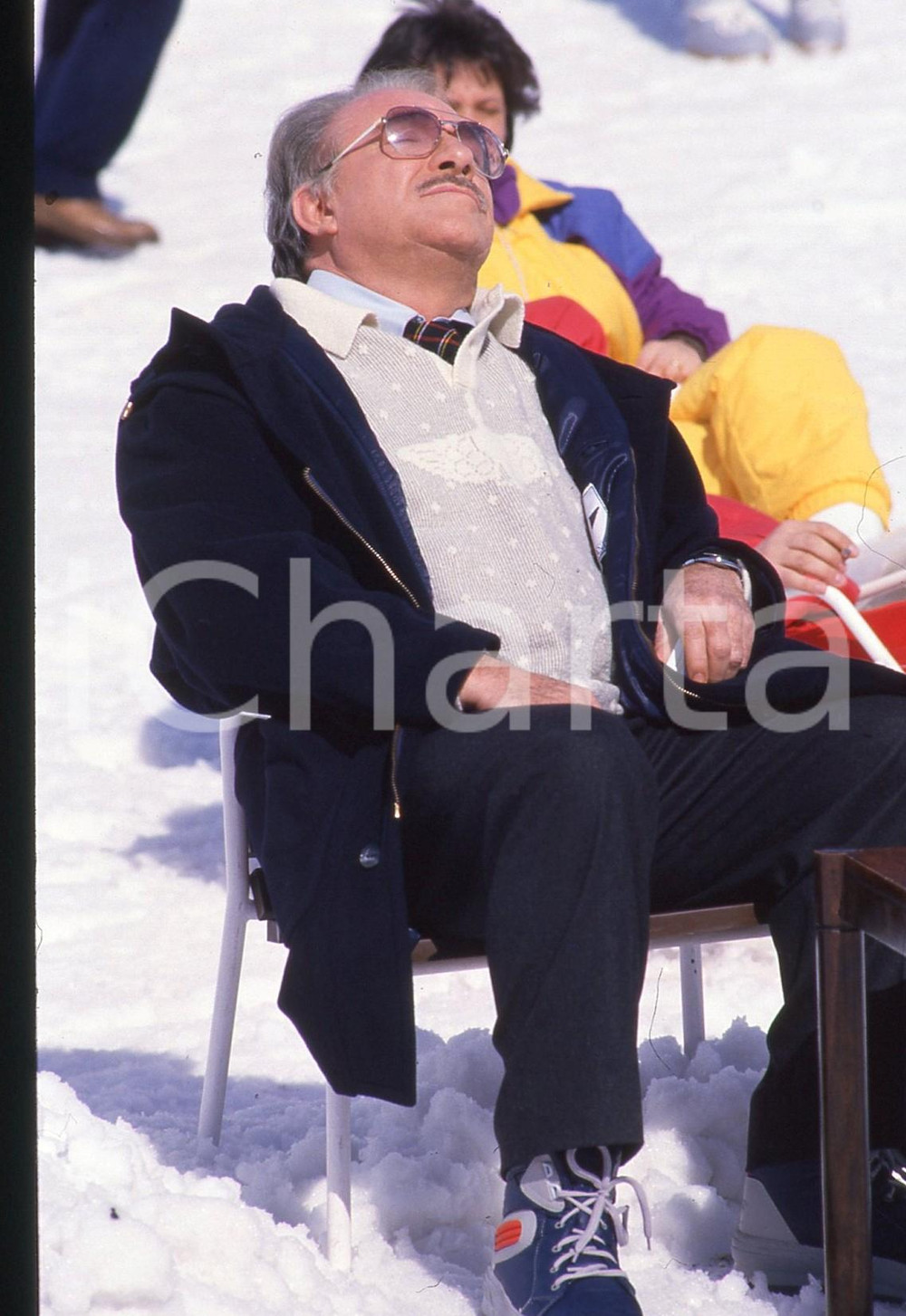 35mm vintage slide* 1988 CINEMA Ugo TOGNAZZI sulla neve - Ritratto dell'attore 1
