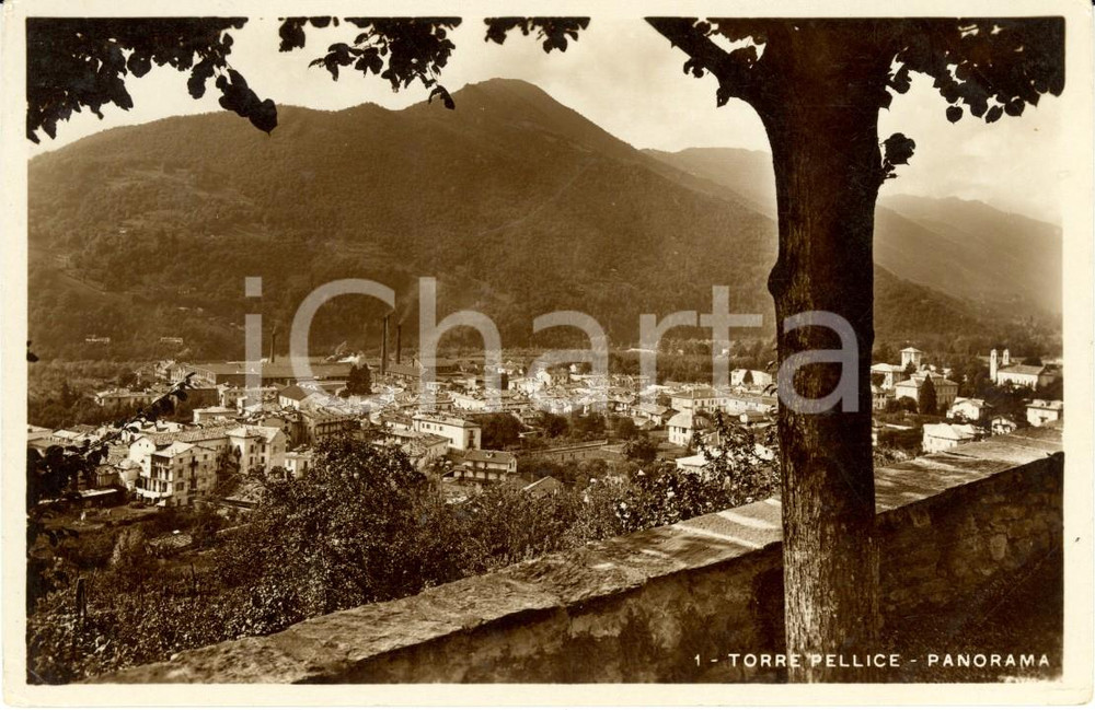 Cartolina originale da collezione 1940 ca TORRE PELLICE (TO) Veduta panoramica dell'abitato *Cartolina postale FP 1