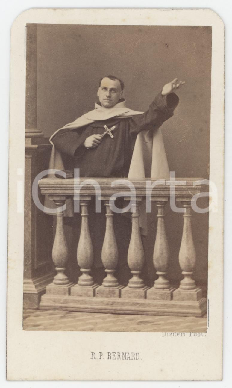 1865 ca PARIS AbbÃ© Bernard BAUER - Portrait *Photo DISDERI CDV Fotografia originale d'epoca, stampata all'albumina e montata su cartoncino morbido.FOTOGRAFO: Disderi- 8, Boulevard des Italiens, Paris GOOD/buono  Formato: 6x10 cm originale e autentica 1