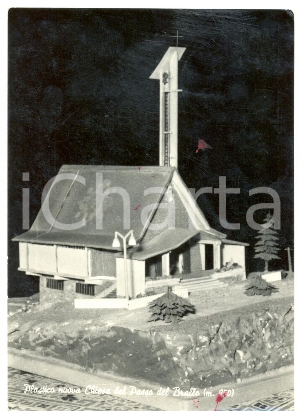 Cartolina originale da collezione 1965 PASSO DEL BRALLO DI PREGOLA PV Plastico chiesa Architetto ENRICO DECORATO 1