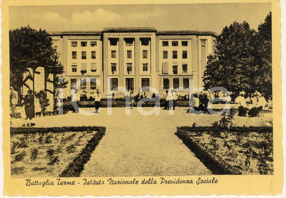 Cartolina originale da collezione 1950 ca BATTAGLIA TERME Istituto Nazionale Previdenza Sociale Cartolina ANIMATA 1