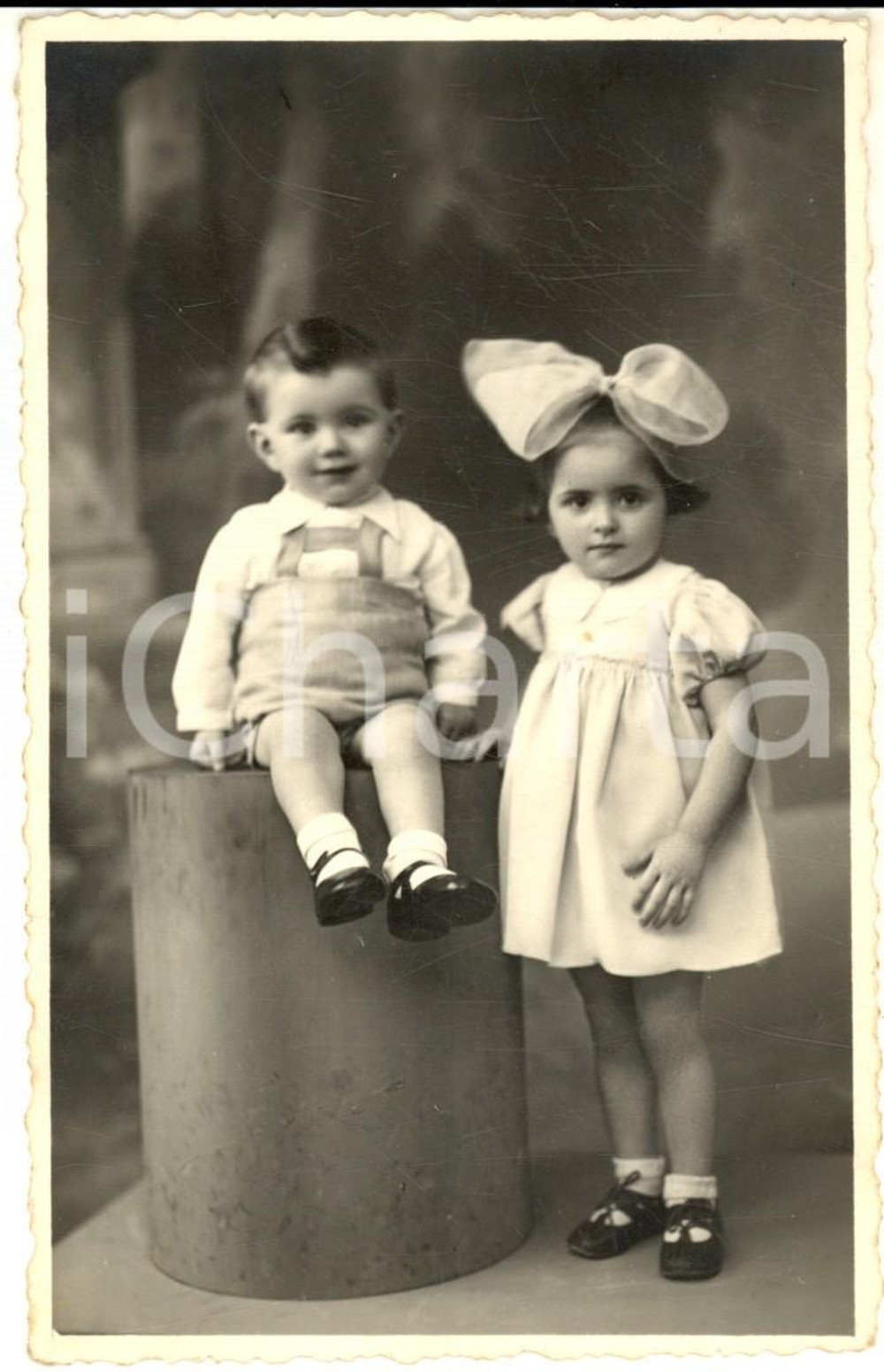 1940 BRESCIA Ritratto di due fratellini in bianco *Foto cartolina SANTANGELO