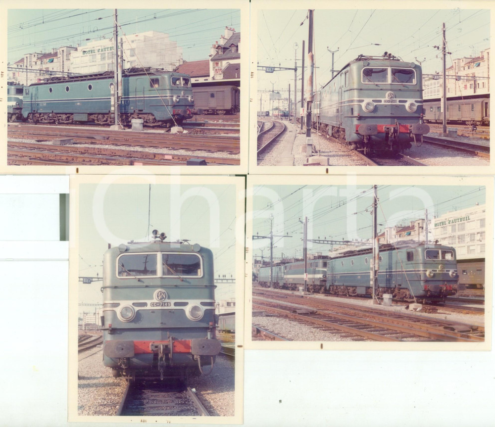 Fotografia d epoca originale 1973 PARIS Ferrovie SNCF Locomotiva CC7149 Hotel D AUTEUIL Lotto 4 fotografie 1
