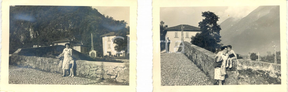 Fotografia d epoca originale 1951 MONTECCHIO DARFO BS Lotto 2 foto Madre con bambino sul ponte antico 1