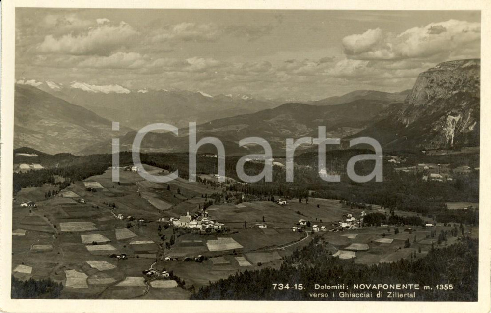 Cartolina originale da collezione 1930 ca NOVA PONENTE BZ Veduta del paese verso i ghiacciai di ZILLERTAL FP NV 1