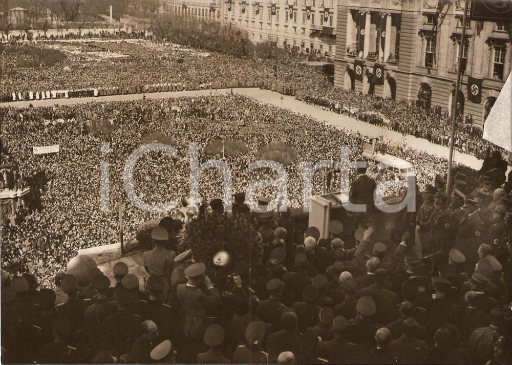 Fotografia d'epoca originale 1938 WIEN Adolf HITLER annuncia l'Anschluss dell'AUSTRIA in Piazza degli Eroi 1