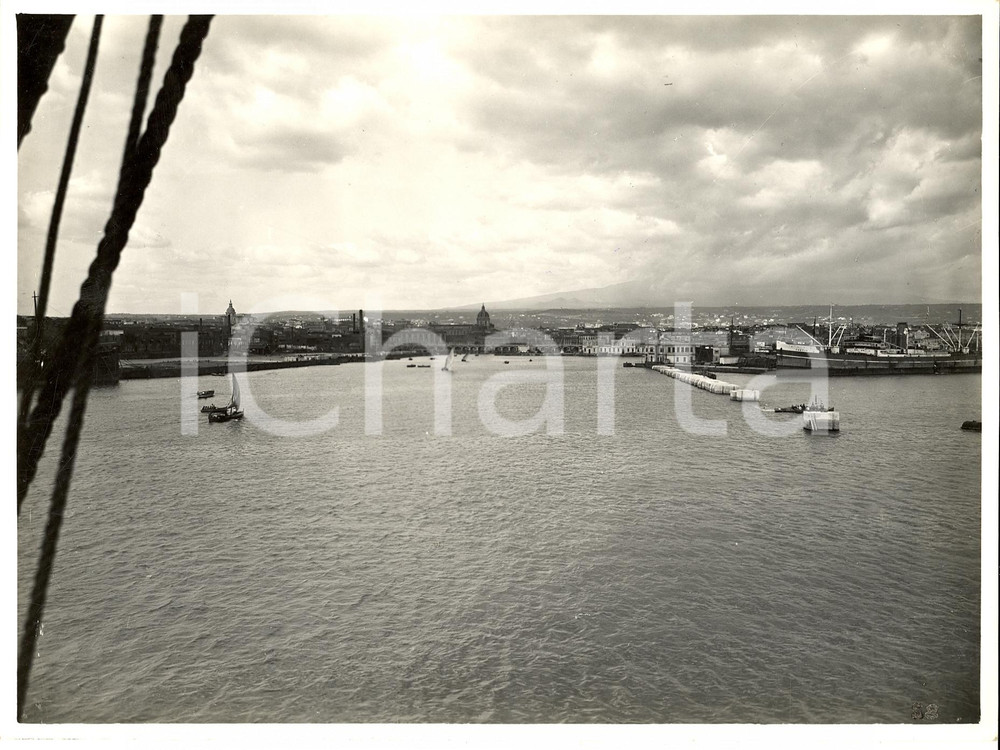 Fotografia d'epoca originale 1937 CATANIA Veduta del nuovo porto Fotografia ANIMATA 1