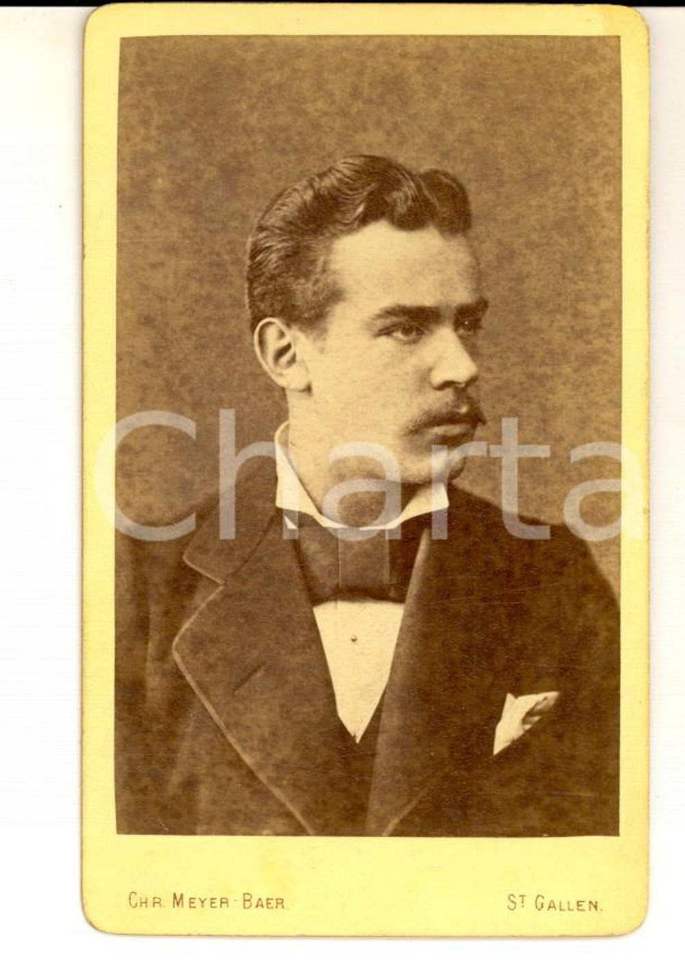 Fotografia d epoca originale 1870 ca SANKT GALLEN CH Ritratto maschile Foto Charles MEYERBAER CDV 1