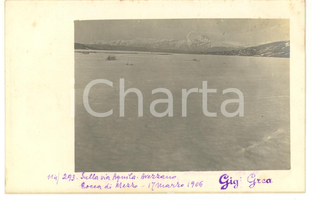 1906 ROCCA DI MEZZO (AQ) Coltre di neve sulla via AQUILA-AVEZZANO *Fotocartolina