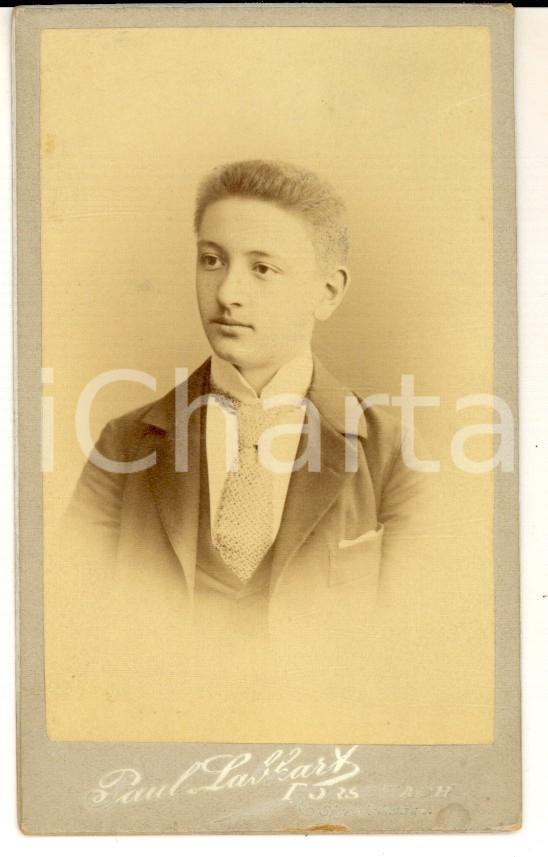 Fotografia d epoca originale 1900 RORSCHACH CH Ritratto di adolescente con cravatta Foto PauI LABHART CDV 1