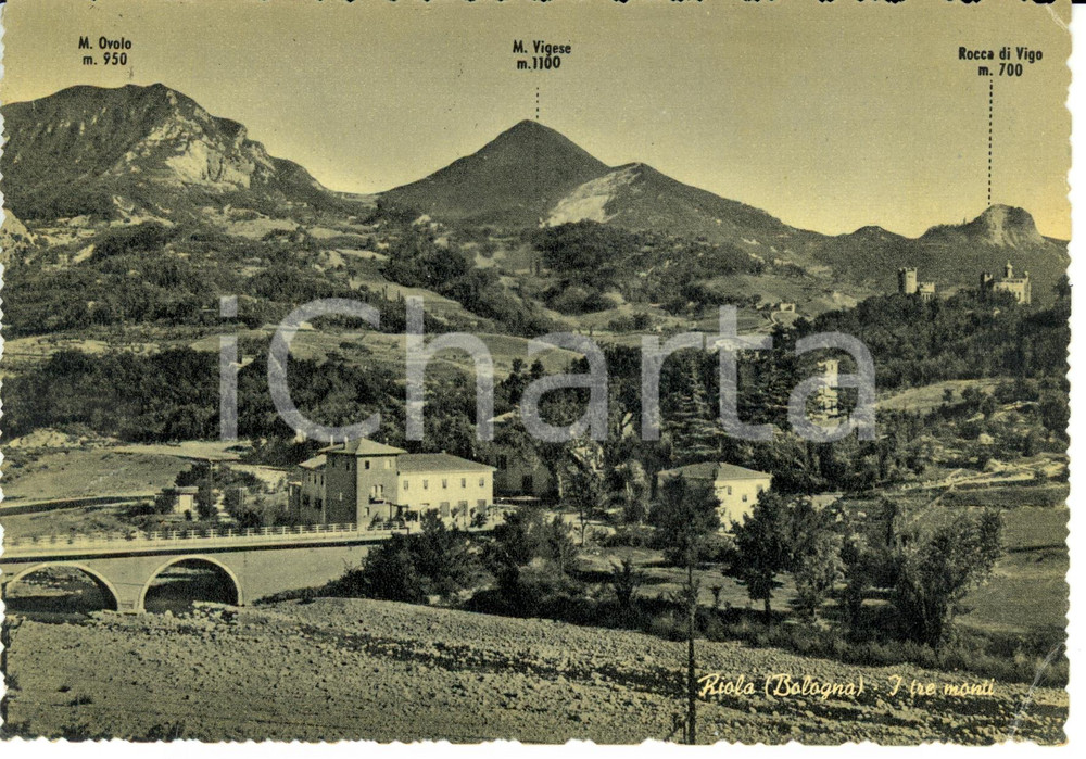 Cartolina originale da collezione 1957 RIOLA (BO) I tre monti*Cartolina Postale FG VG 1
