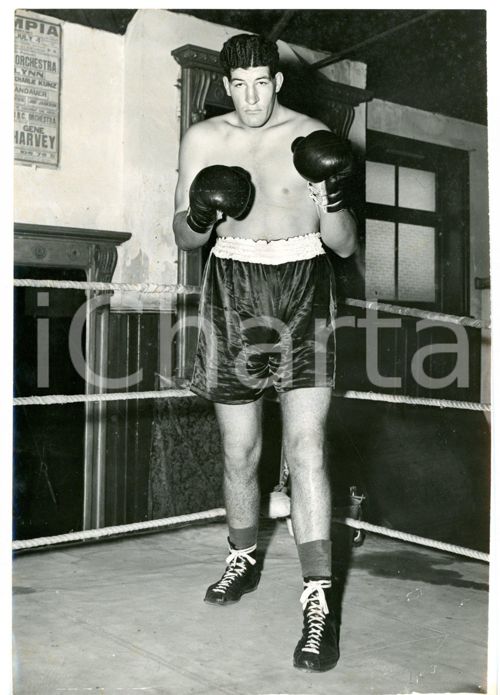 1955 BRIGHTON - BOXE Pugile sudafricano Ewart POTGIETER in allenamento *Foto 