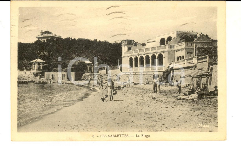 Cartolina originale da collezione 1937 TOULON  F LES SABLETTES  Plage animÃ©e Carte postale 1