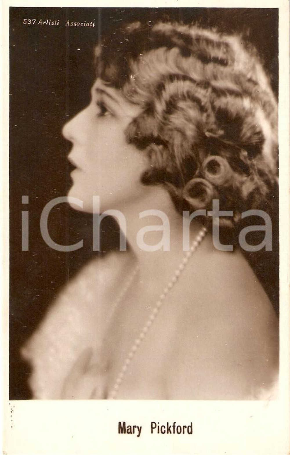 Cartolina originale da collezione 1925 ca CINEMA Mary PICKFORD Ritratto con collana di perle *Cartolina FP 1