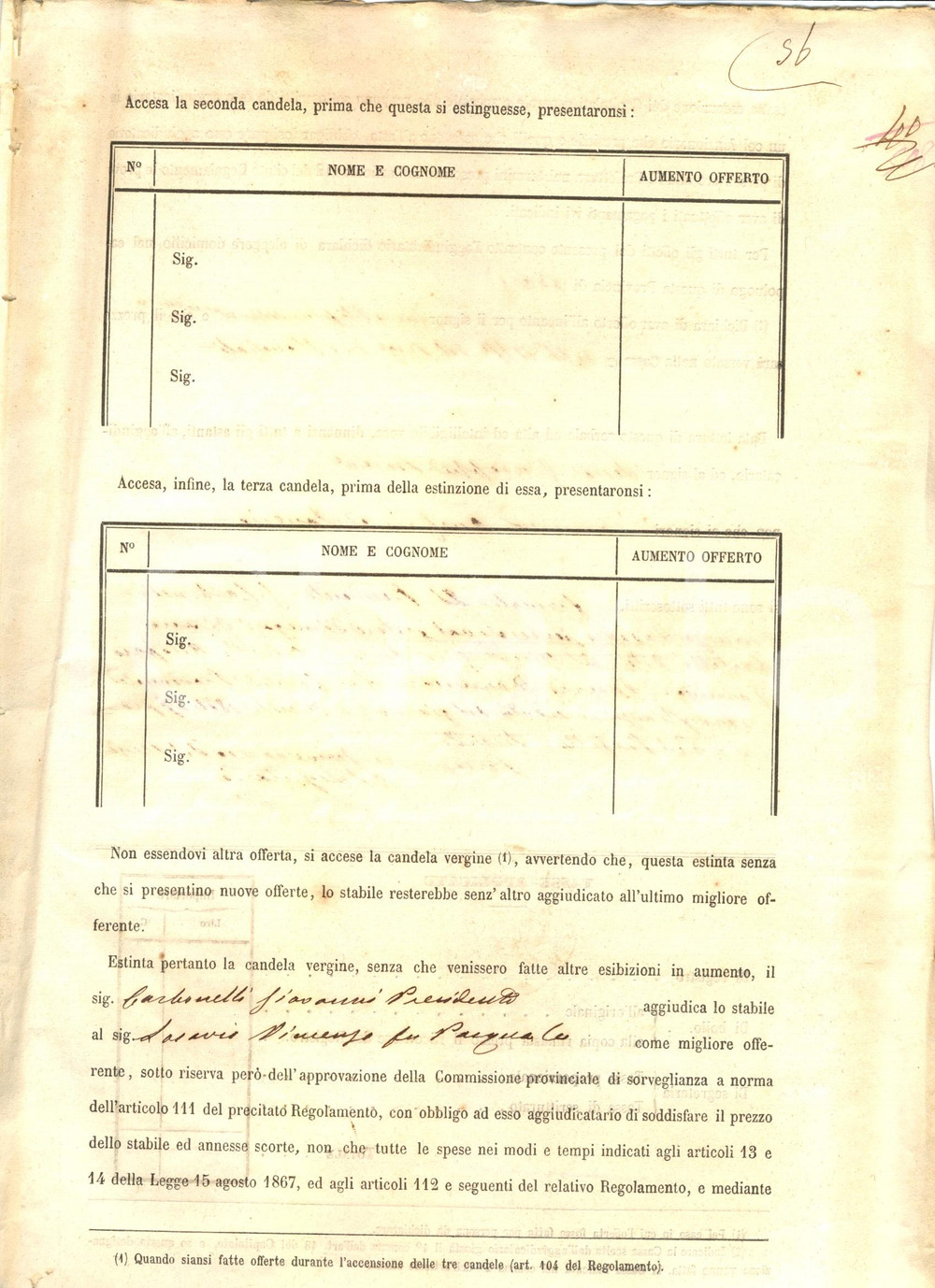 Documento originale, autentico 1874 MONOPOLI (BA) Vincenzo LOSAVIO acquista oliveti in contrada CHIANCHIZZA 1