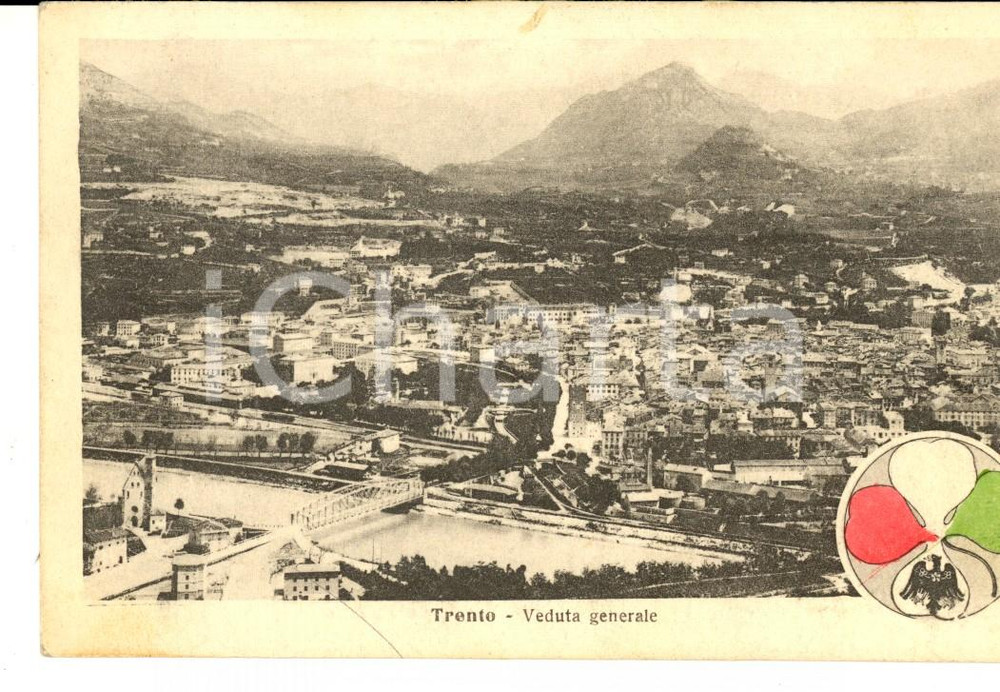 Cartolina originale da collezione 1919 TRENTO ITALIANA Veduta generale dall alto Cartolina postale FP NV 1