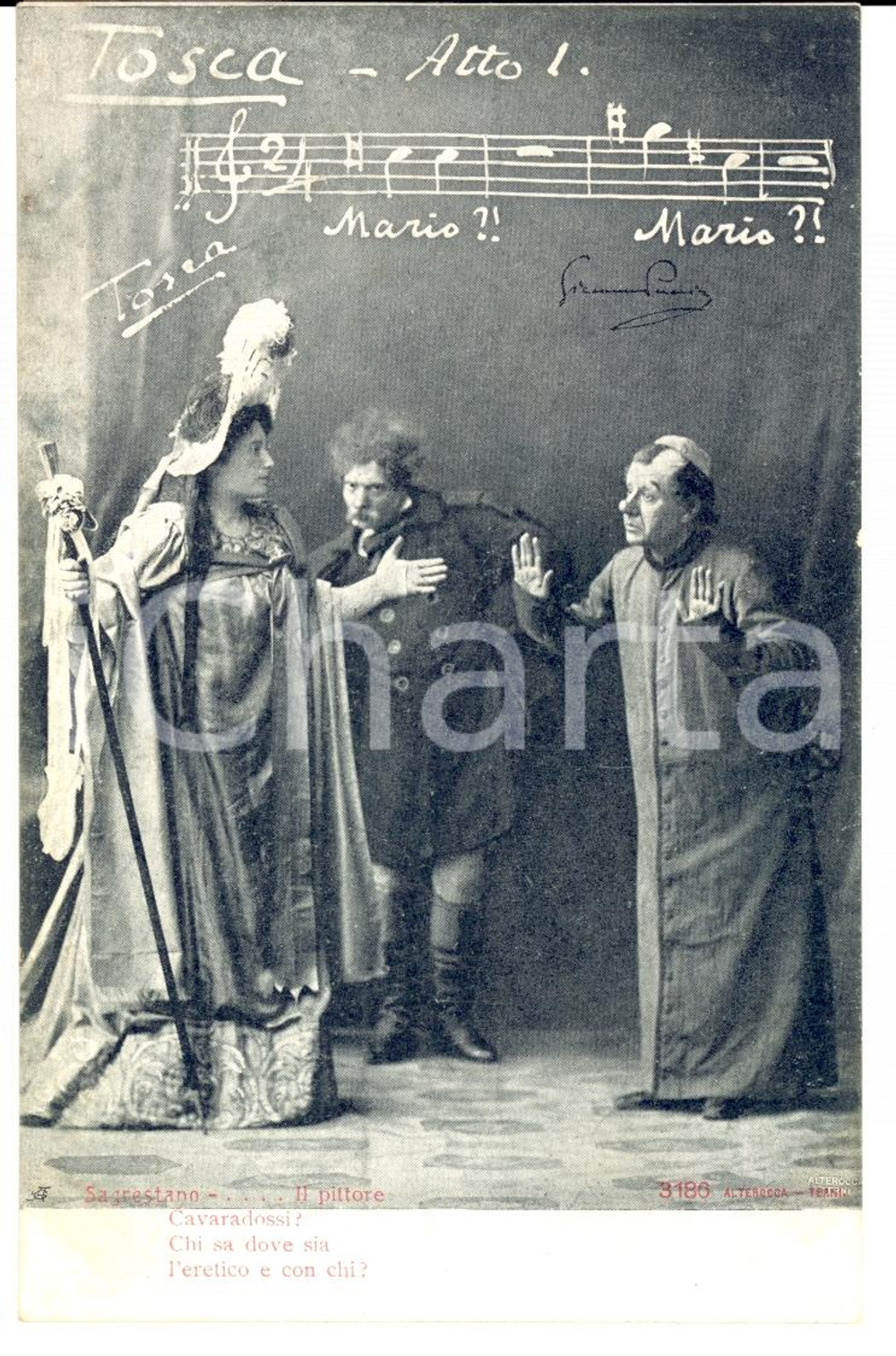 Cartolina originale da collezione 1900 ca TOSCA Atto I opera lirica *Cartolina FP NV 1