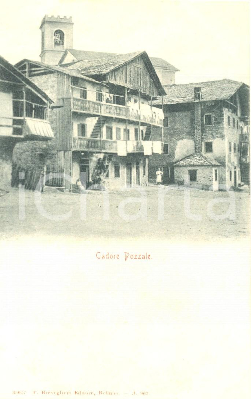 Cartolina originale da collezione 1920 ca PIEVE DI CADORE BL Sede della Magnifica ComunitÃ  a POZZALE FP NV 1