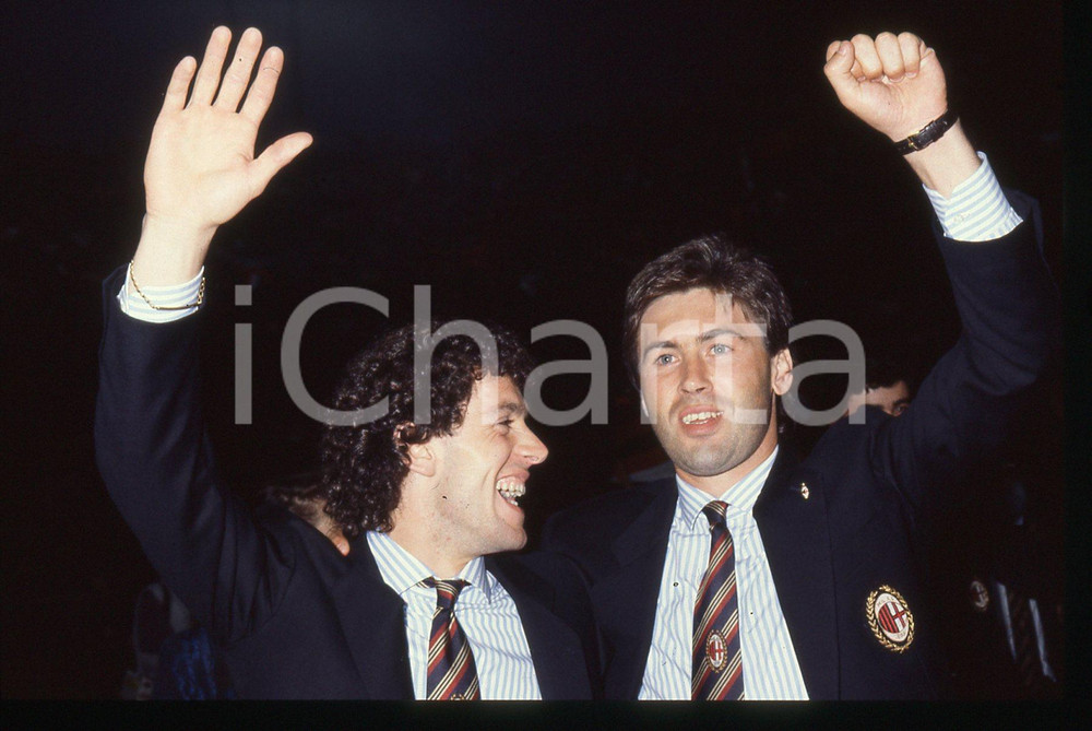 35mm vintage slide* 1988 Carlo ANCELOTTI e Roberto DONADONI Scudetto AC MILAN 