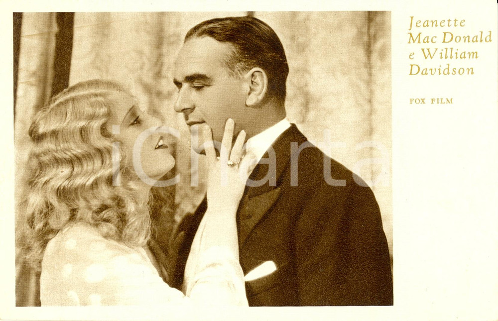 Cartolina originale da collezione 1930 ca CINEMA Jeanette MAC DONALD e William DAVIDSON Cartolina FP NV 1