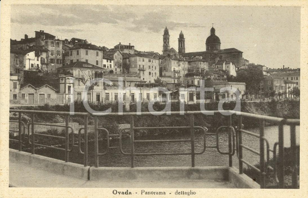 Cartolina originale da collezione 1935 ca OVADA AL Panorama del paese con dettaglio fiume STURA Cartolina FP NV 1