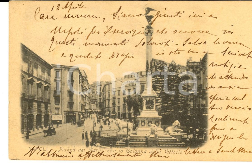 Autografo originale 1905 NAPOLI Piazza Martiri *Autografo conti PRATO di MOMBARUZZO FP VG 1