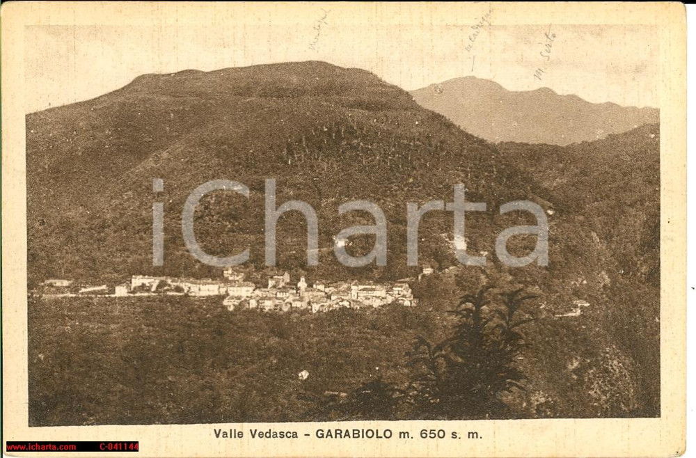 Cartolina originale da collezione 1930 ca GARABIOLO (VA) Veduta Valle VEDASCA FP NV 1