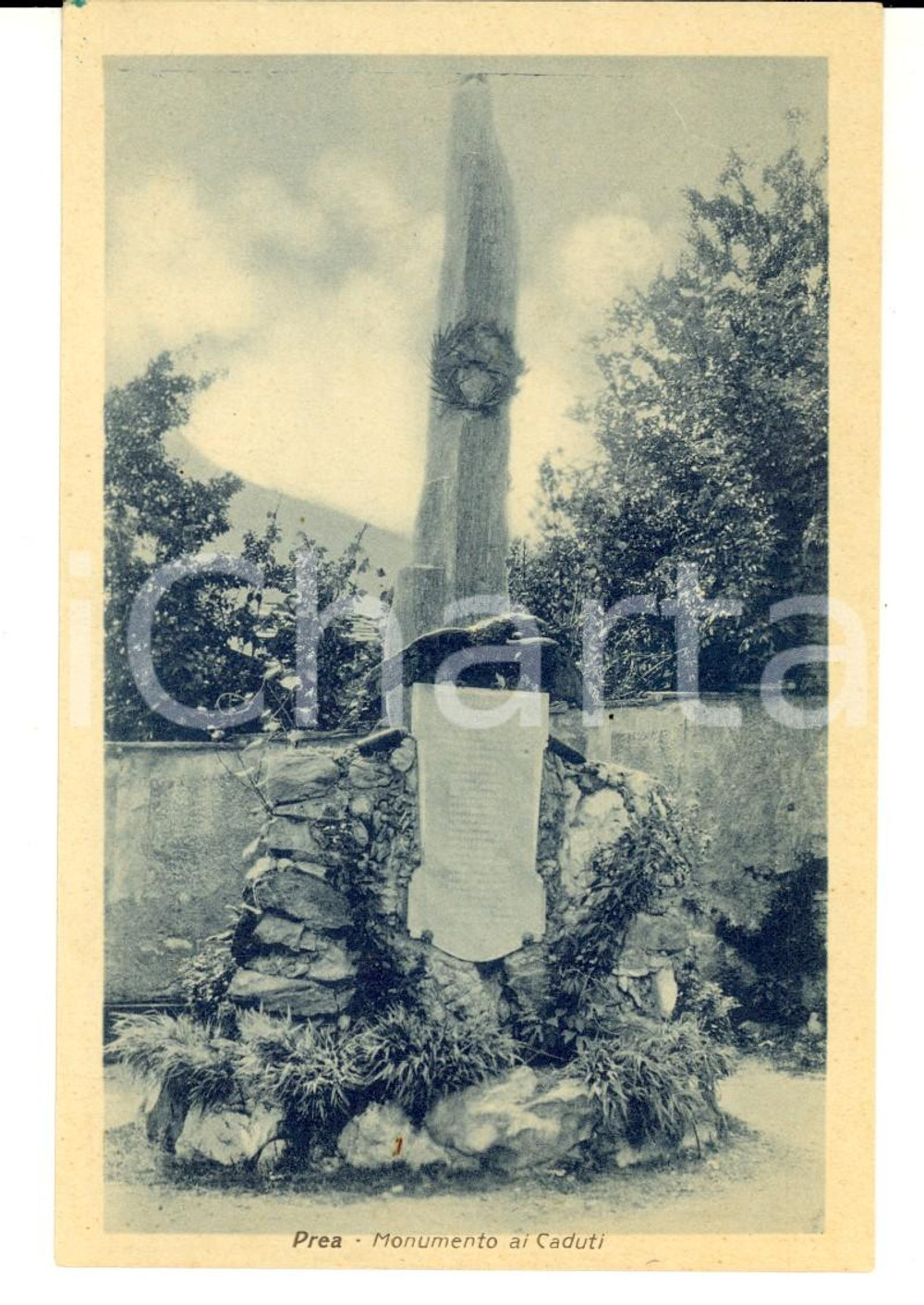 Cartolina originale da collezione 1930 ca PREA/ ROCCAFORTE MONDOVI  Monumento ai Caduti Cartolina postale FP NV 1