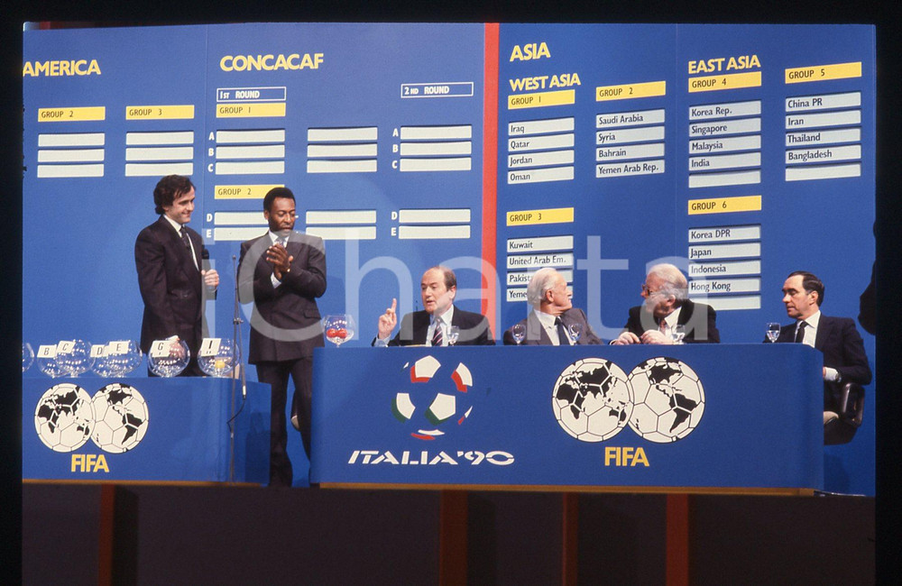35mm vintage slide* 1989 ROMA ITALIA '90 PELÉ Michel PLATINI sorteggio gironi 11