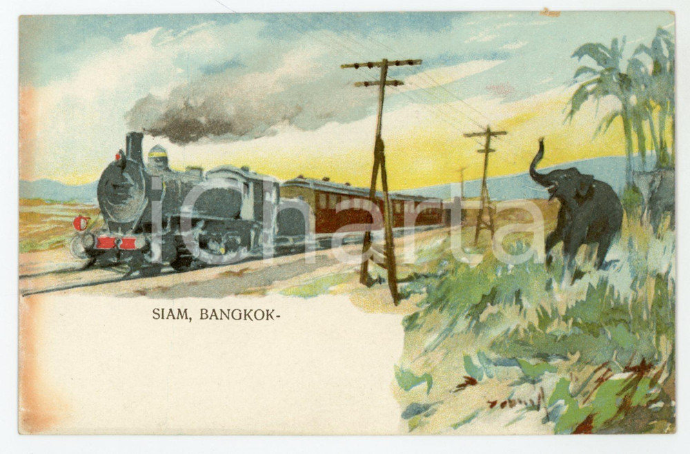 1900ca SIAM - THAILANDIA Bangkok CHEMINS DE FER ILLUSTRÃ‰S Carte Postale FP NV  Cartolina postale d'epoca, non viaggiata.CONDIZIONI: FAIRFORMATO: FP     originale e autentica 1