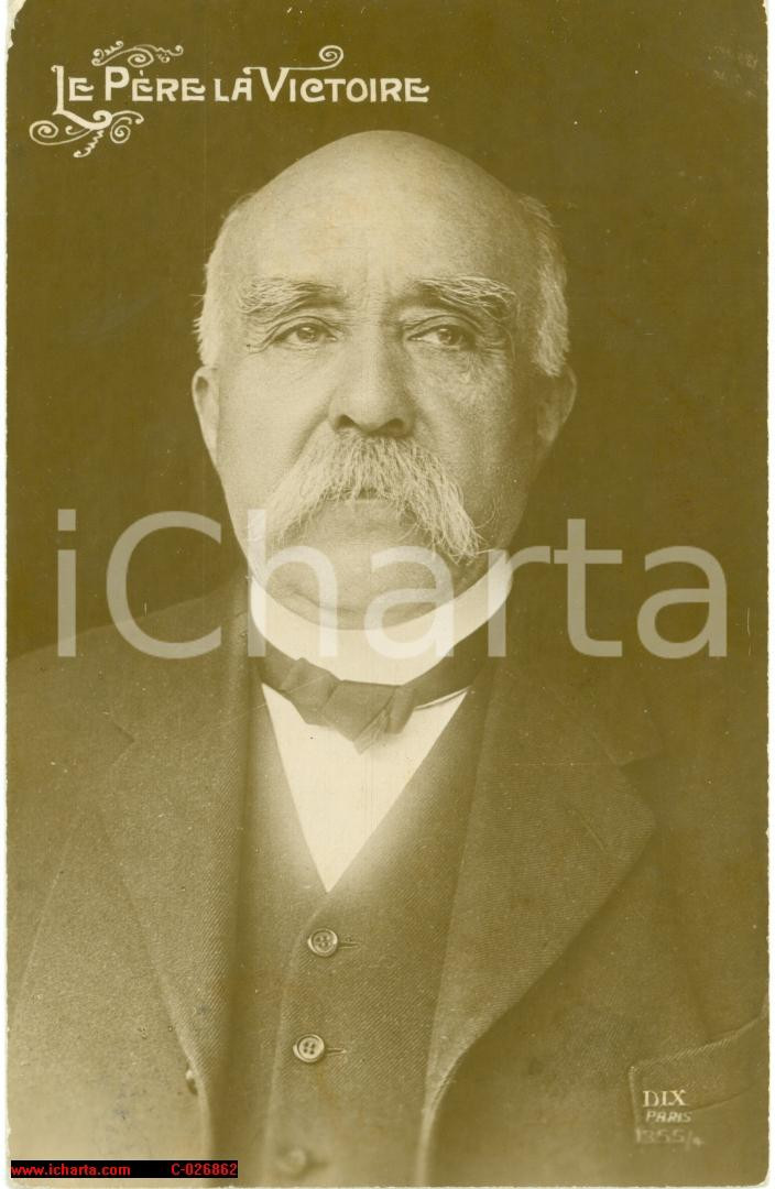 Cartolina originale da collezione 1918 CLEMENCEAU Le pere la Victoire WW1 censura VG 1