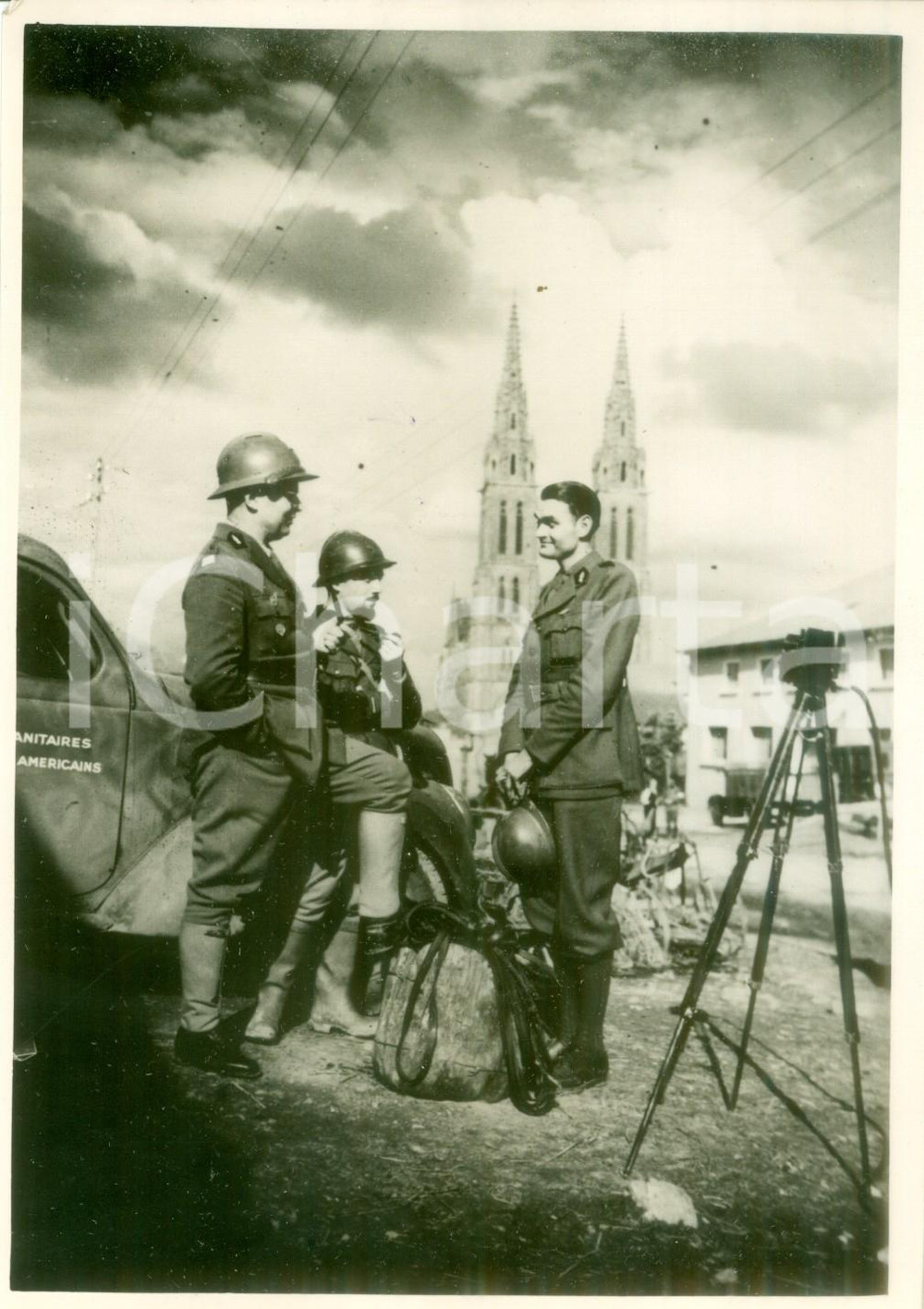 Fotografia d epoca originale 1940 FRANCE WW2 Soldato USA Arthur STRATON decorato con Croix de guerre Foto 1