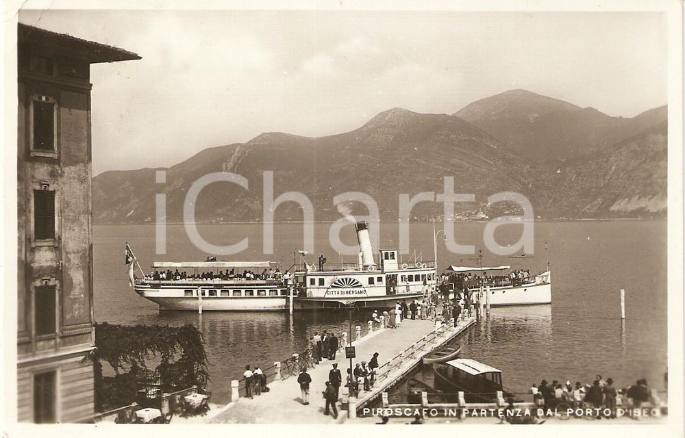 Cartolina originale da collezione 1940 ISEO BS Piroscafo CITTA  DI BERGAMO in partenza dal porto Cartolina 1