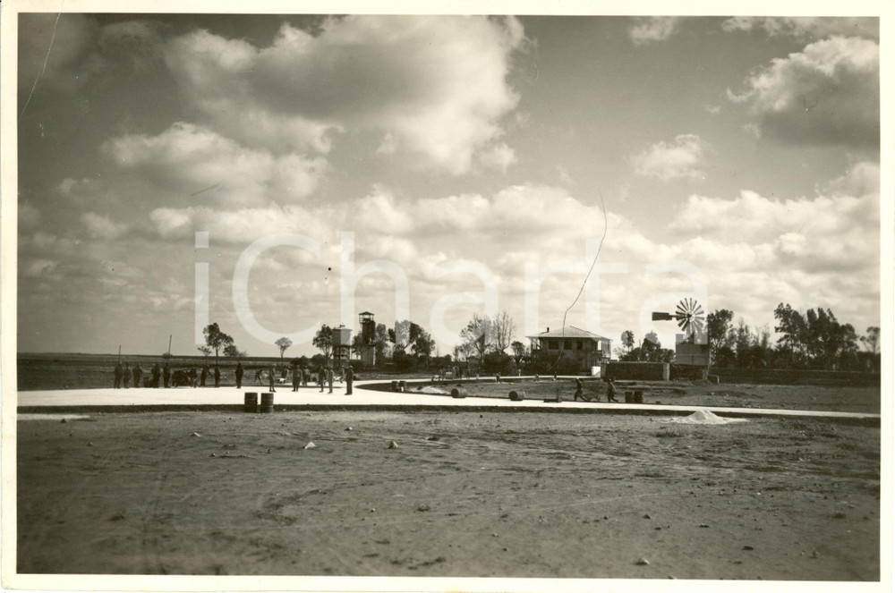 Fotografia d epoca originale 1935 ca BENGASI Libia Lavori in corso sulla sponda del fiume LETE Fotografia 1