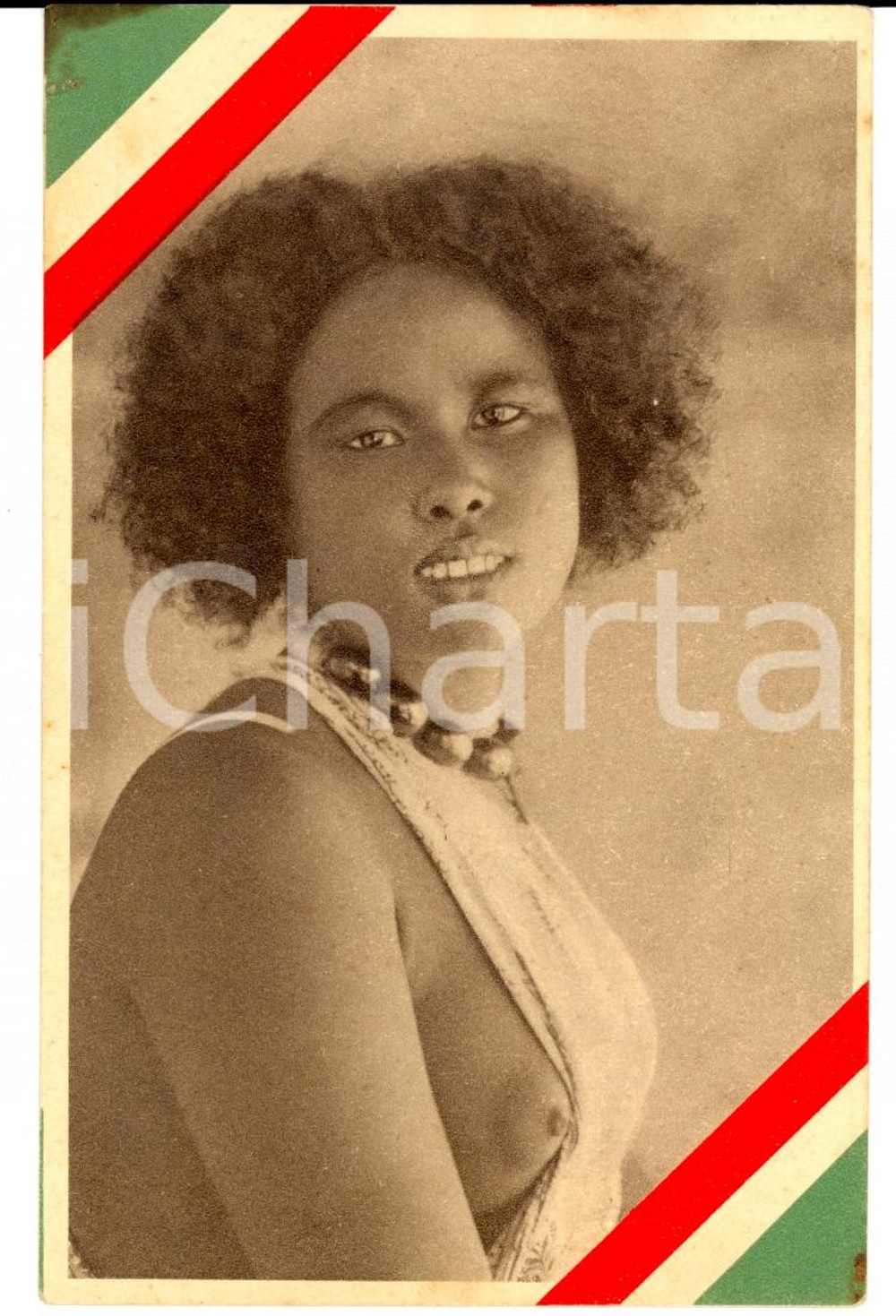 Cartolina originale da collezione 1930 ca AOI Giovane bellezza somala *Cartolina ETHNIC NUDE FP NV 1