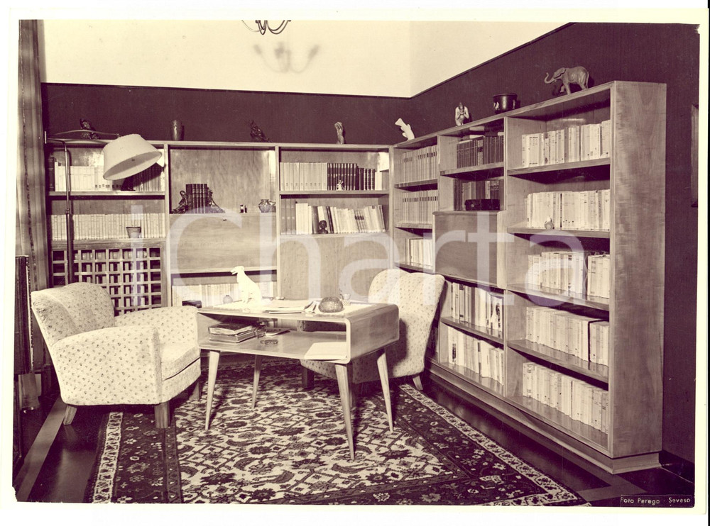 Fotografia d epoca originale 1950 ca SEVESO Mobili Fratelli BARNI Arredamento di studio Foto MODERNARIATO 1