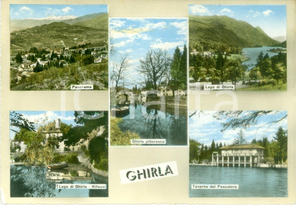 Cartolina originale da collezione 1961 VALGANNA VA Vedutine Lago di GHIRLA Taverna Pescatore Cartolina FG VG 1