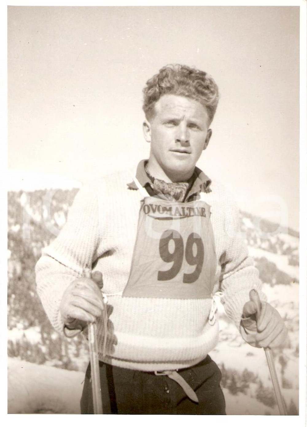 Fotografia d epoca originale 1960 ca SWITZERLAND Campionati SCI ALPINO Bernhard PERREN pronto per la gara 2 1