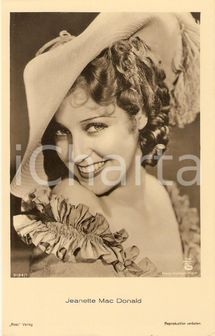 Cartolina originale da collezione 1940 ca CINEMA Actress Jeanette MacDONALD Portrait with hat Cartolina FP NV 1