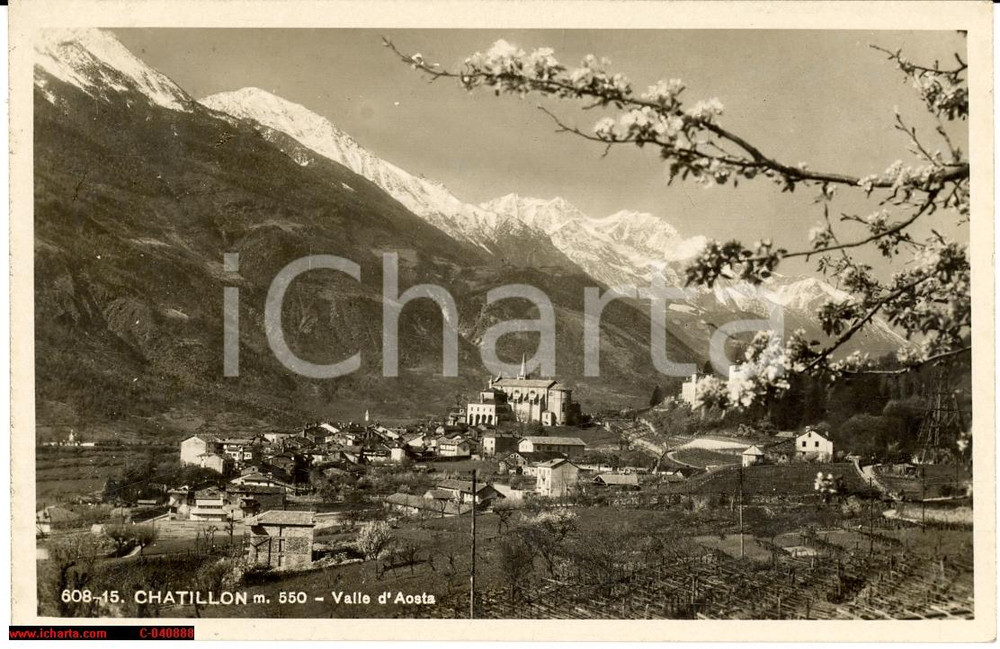 Cartolina originale da collezione 1937 Chatillon Valle d Aosta  Veduta dell abitato 1