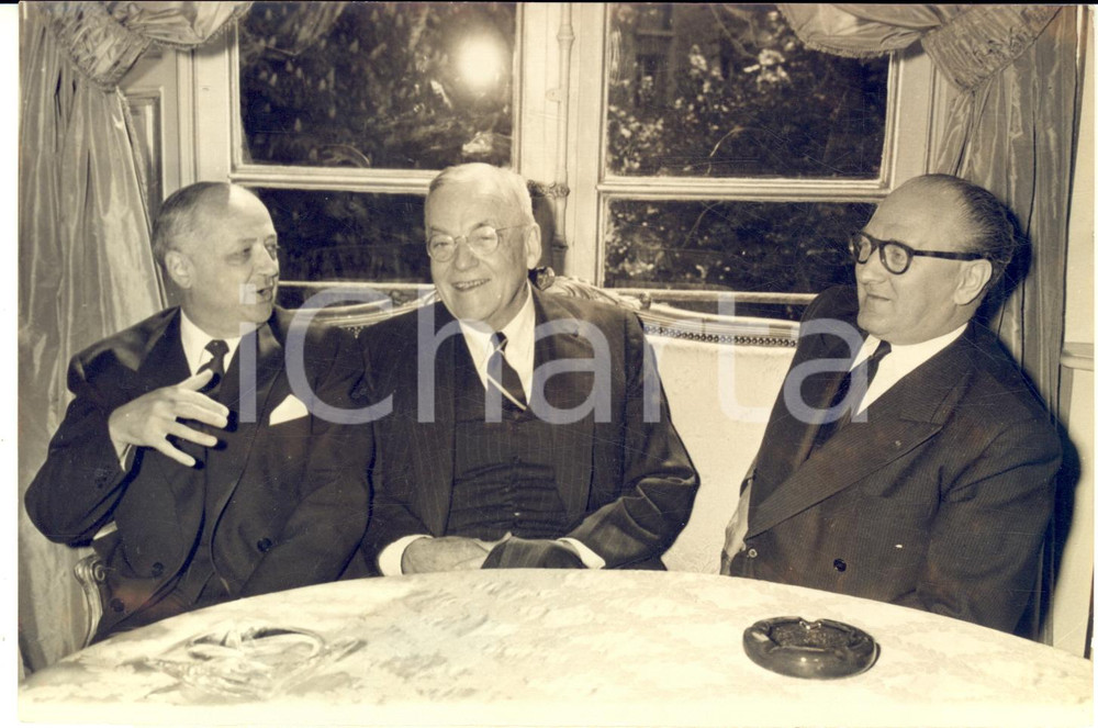 1957 PARIS Colloqui Christian PINEAU John FOSTER DULLES Guy MOLLET - Foto 18x13