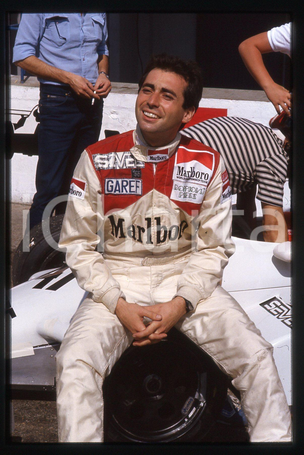 Fotografia d epoca originale 35mm vintage slide 1984 F3 GP SAN MARINO Juan Manuel FANGIO II  Ritratto 4 1