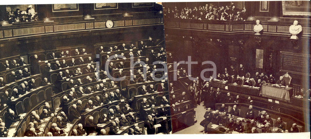 Fotografia d epoca originale 1936 ROMA Senato riunito col DUCE approva Impero Etiopico Foto doppia 41x15 1