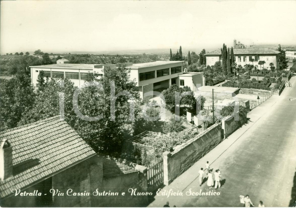 Cartolina originale da collezione 1958 VETRALLA (VT) Nuova scuola in via CASSIA SUTRINA 1