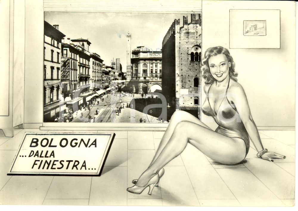 Cartolina originale da collezione 1957 BOLOGNA Panorama della cittÃ  *Cartolina Postale FG VG 1