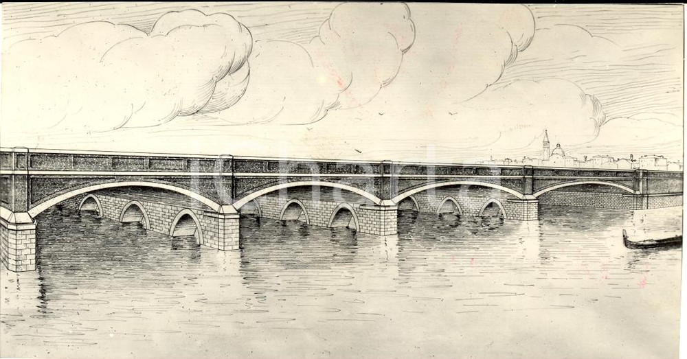 Fotografia d'epoca originale 1931 VENEZIA Ponte per MESTRE *Rendering fotografico  cm 13 x 7 1