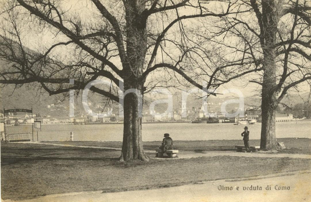 Cartolina originale da collezione 1923 COMO Olmo con veduta della cittÃ  e del lago Cartolina ANIMATA FP VG 1