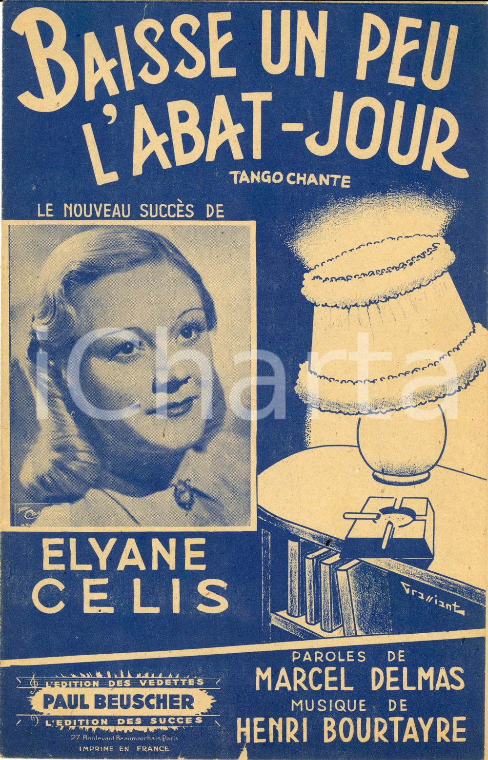 Oggetto da collezione cartaceo 1945 Elyane CELIS Baisse un peu l abatjour Marcel DELMAS Henri BOURTAYRE 1